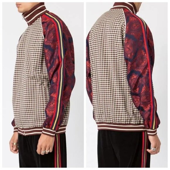 NWT GUCCI MICRO-CHECK AND PAISLEY-PRINT VELVET TRACK JACKET - Picture 2 of 15